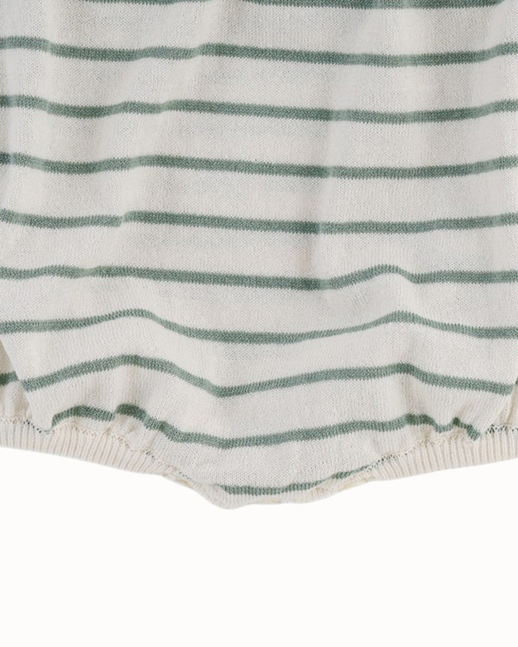 SUSU&CRA Mini Basle Striped Knit Romper – Emerald Green