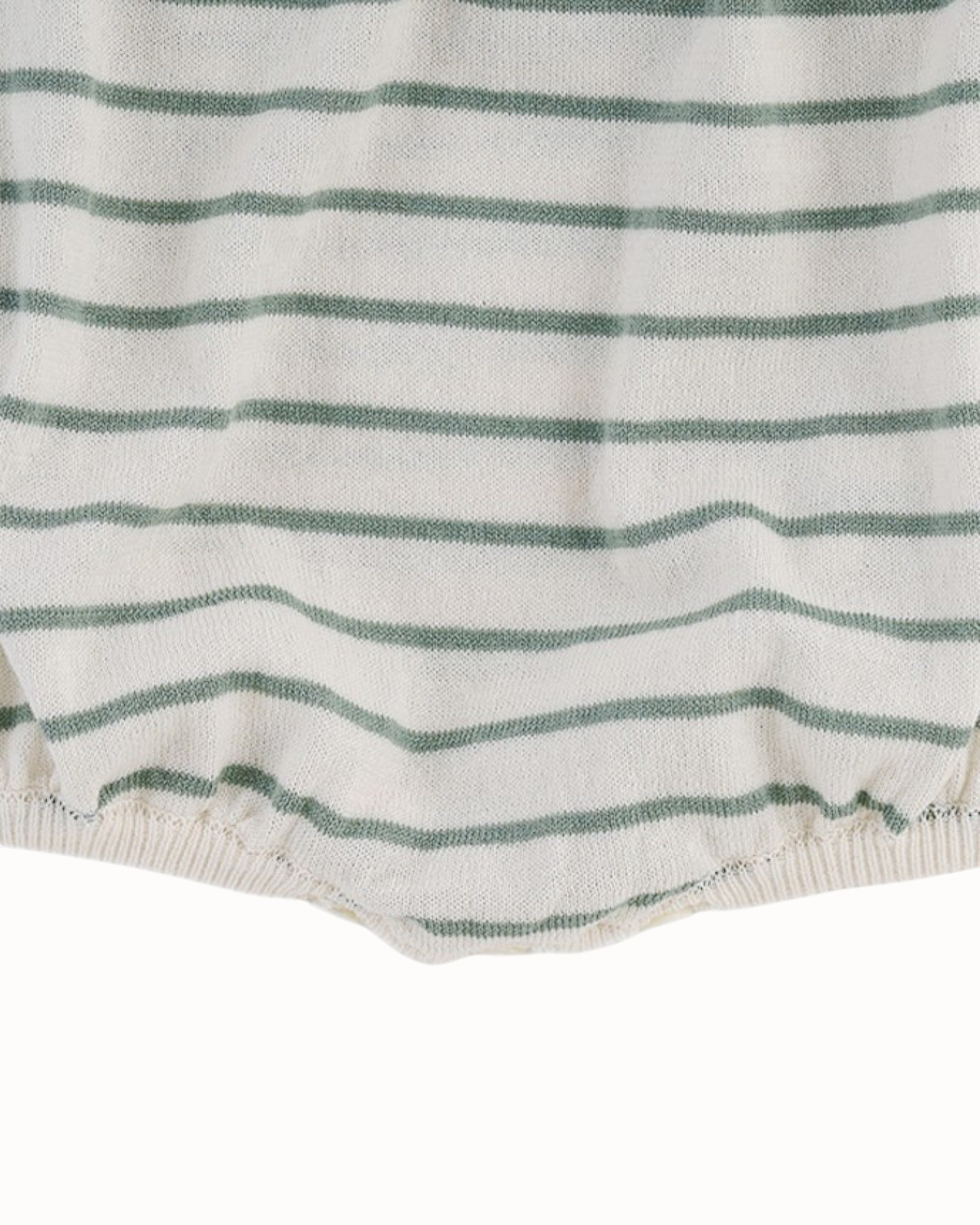 SUSU&CRA Mini Basle Striped Knit Romper – Emerald Green