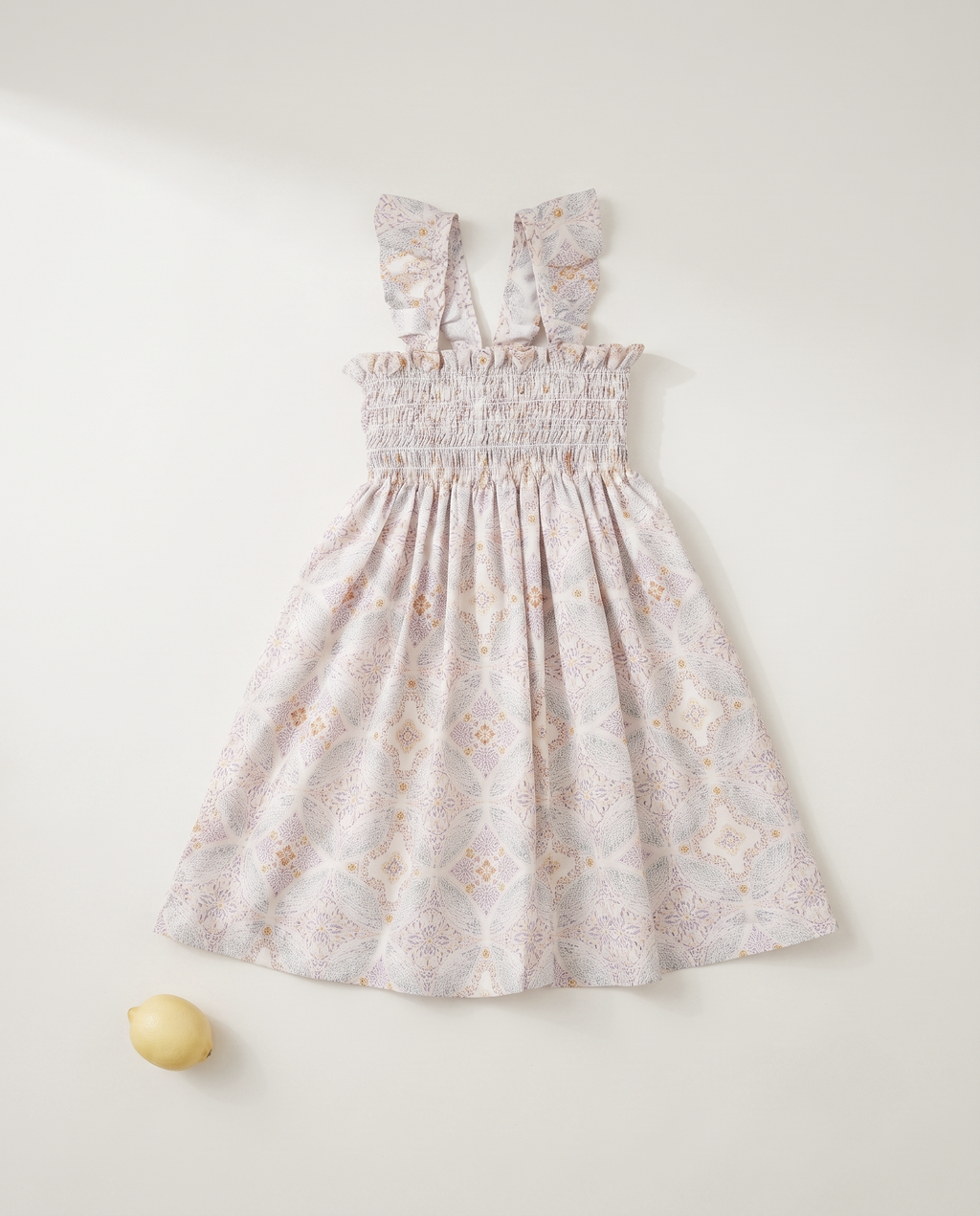 LENUA Bella 100% Cotton Smocked Maxi Dress -Cream / Navy