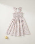 LENUA Bella 100% Cotton Smocked Maxi Dress -Cream / Navy