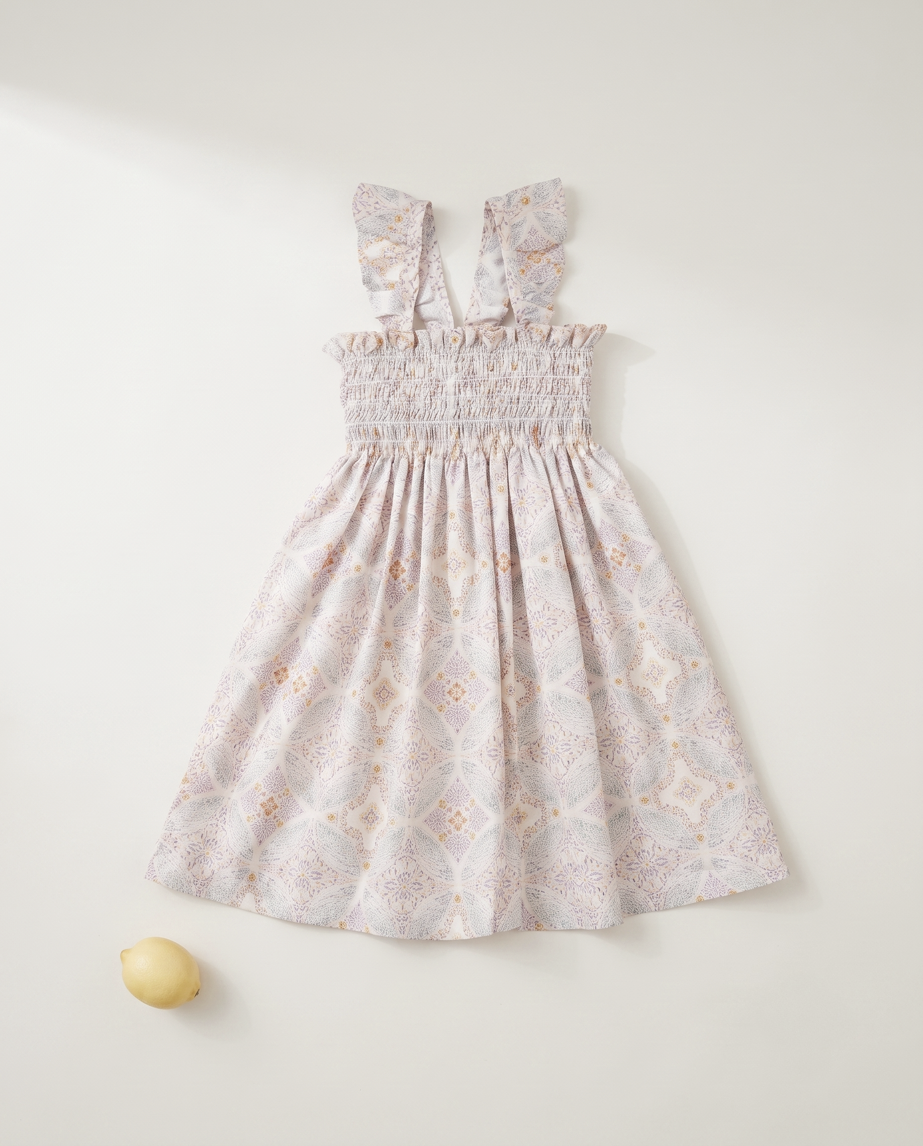 LENUA Bella 100% Cotton Smocked Maxi Dress -Cream / Navy