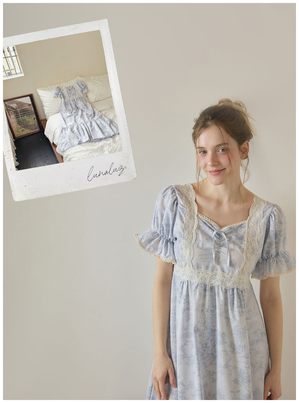 LUNALUZ Garden Waltz Washed Lounge Dress