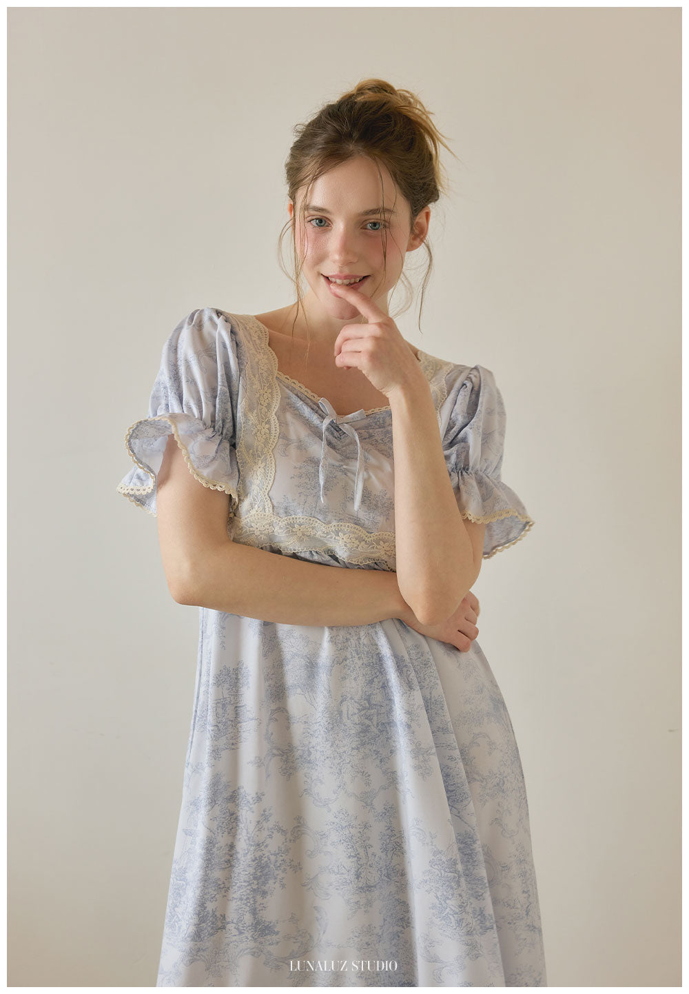 LUNALUZ Garden Waltz Washed Lounge Dress