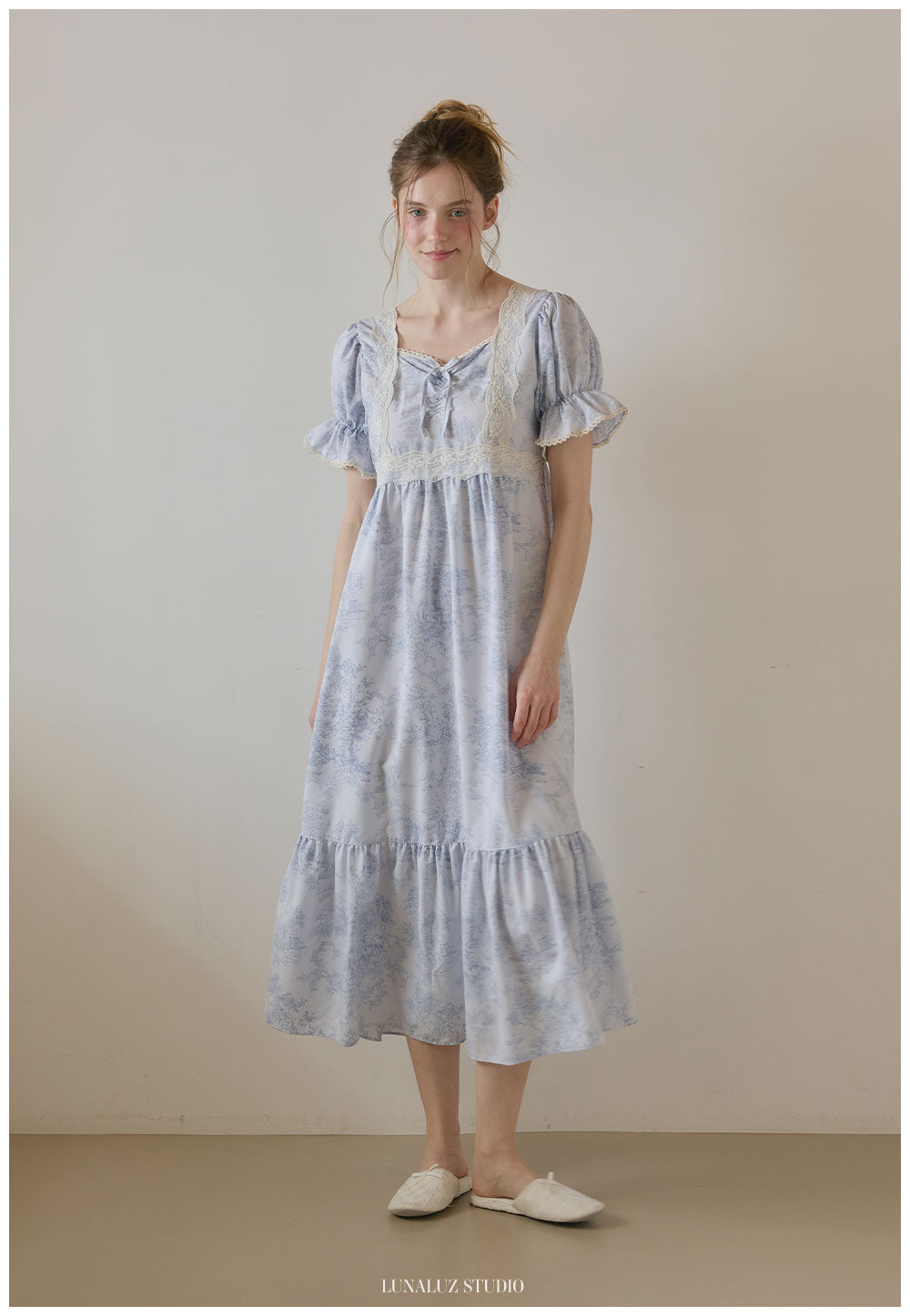 LUNALUZ Garden Waltz Washed Lounge Dress