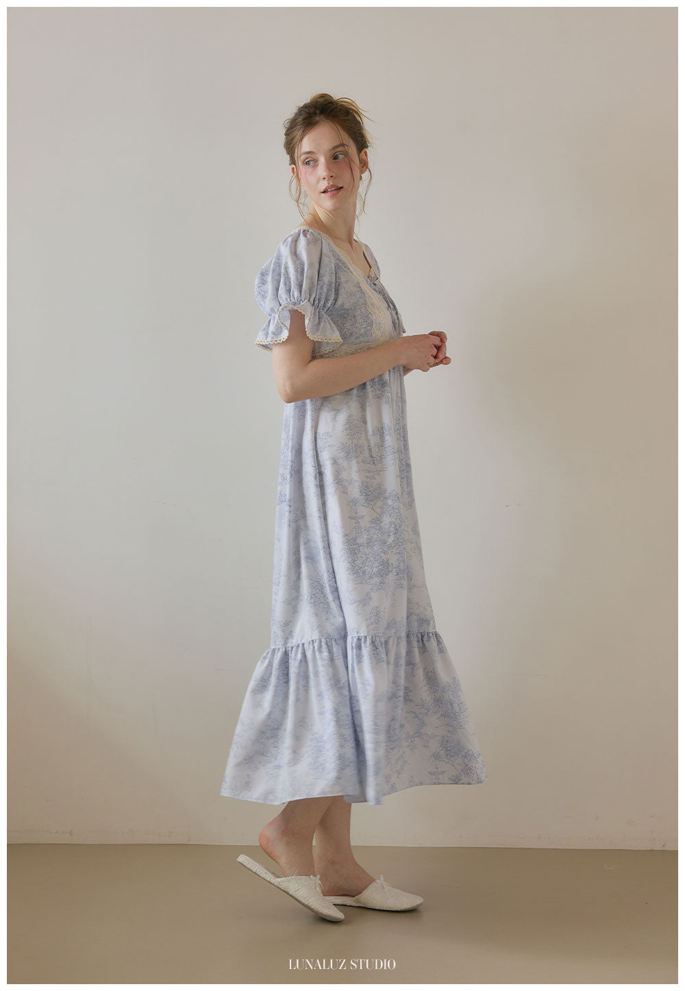 LUNALUZ Garden Waltz Washed Lounge Dress