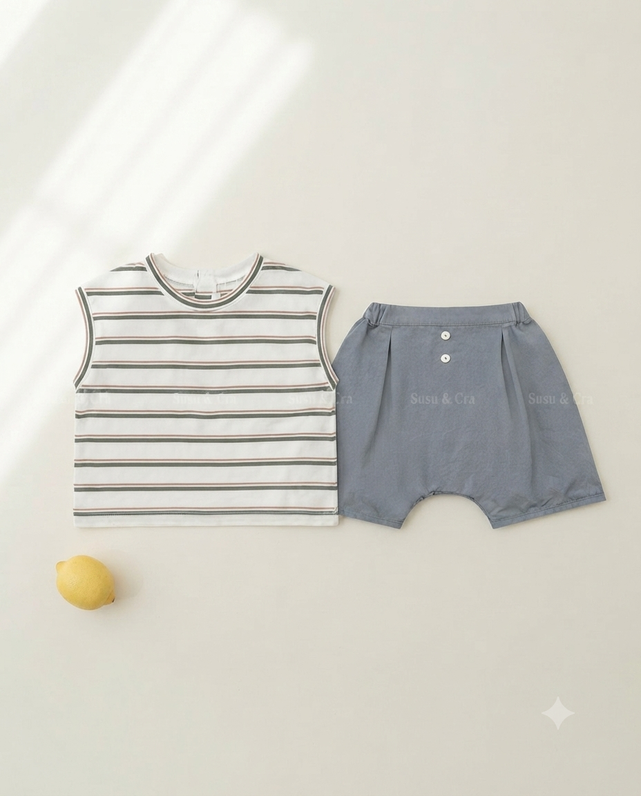 SUSU&CRA Mini Le Temps Baggy Pants – Blue