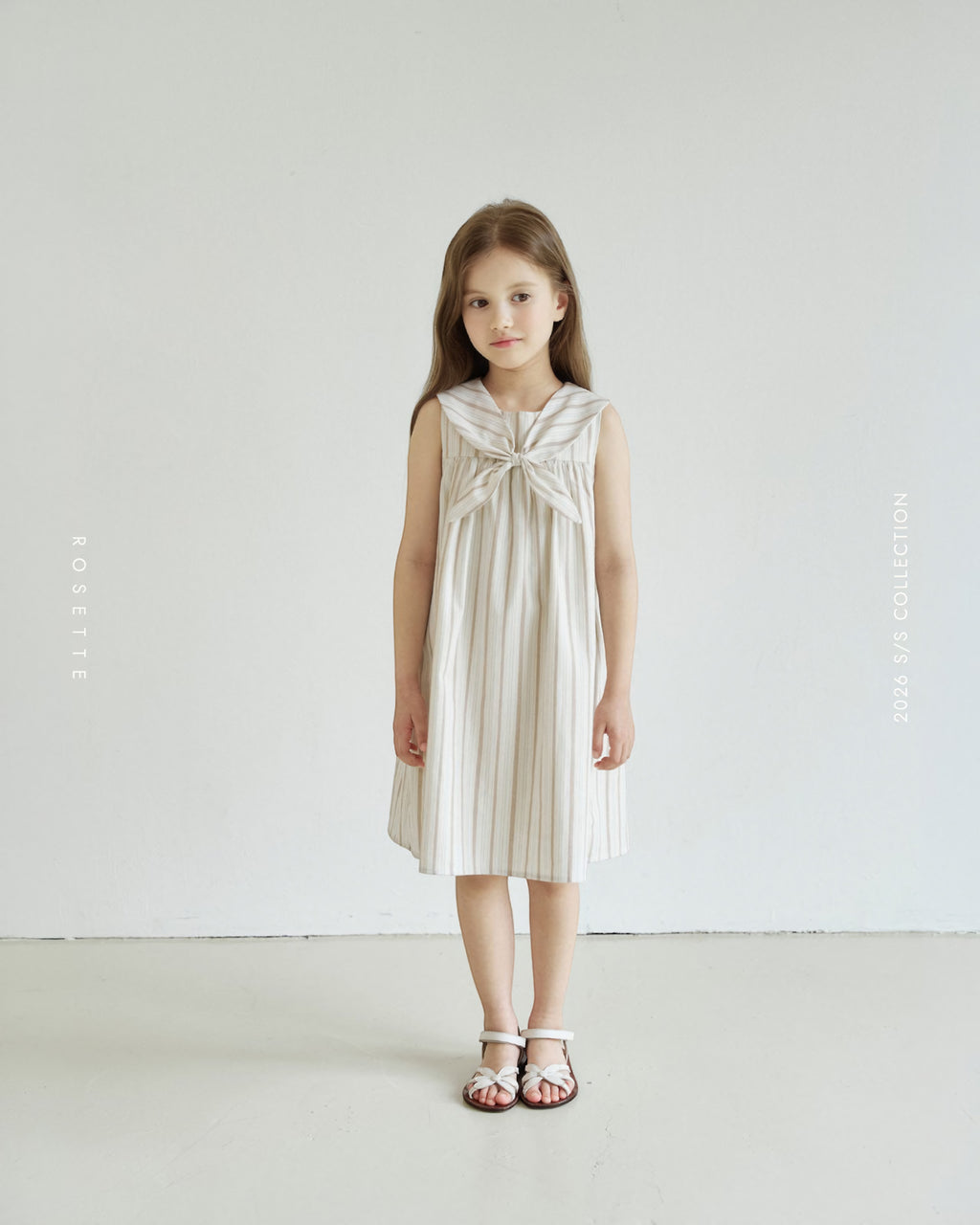 ROSETTE Marina Bow Dress – Yacht Stripe - Yacht Sand