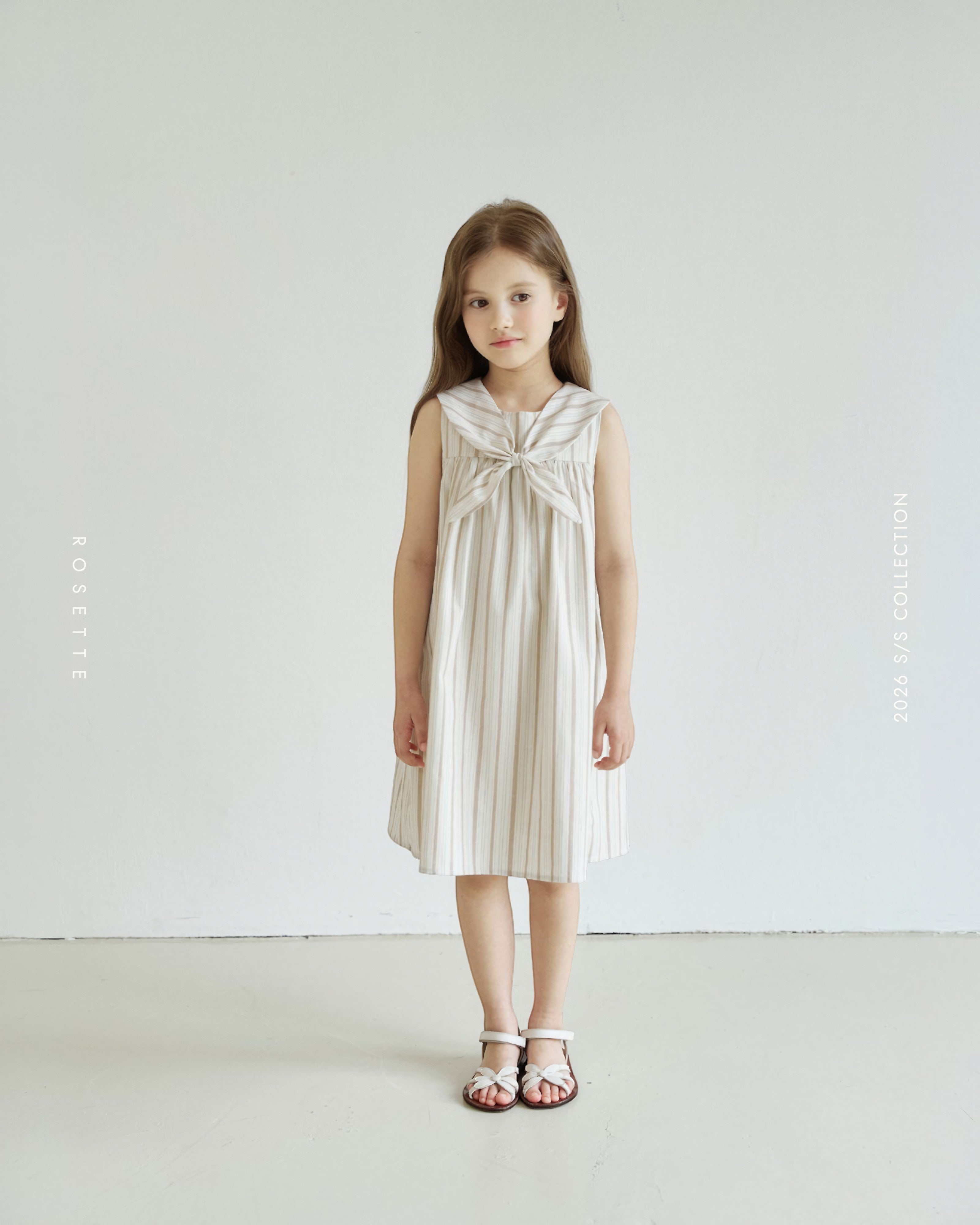 ROSETTE Marina Bow Dress – Yacht Stripe - Yacht Sand