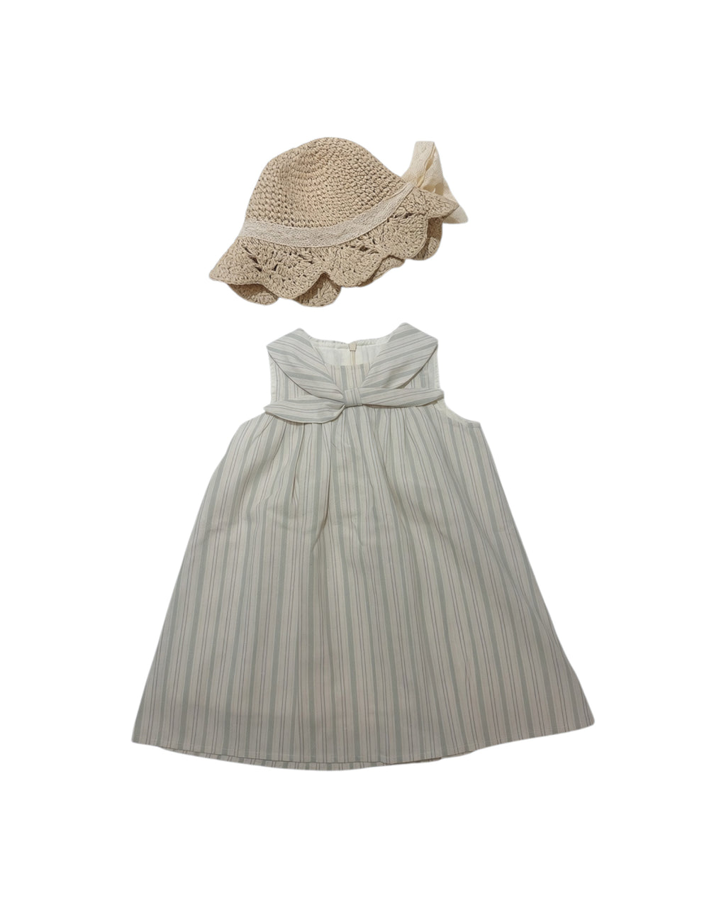 ROSETTE Marina Bow Dress – Yacht Stripe - Sea Mist