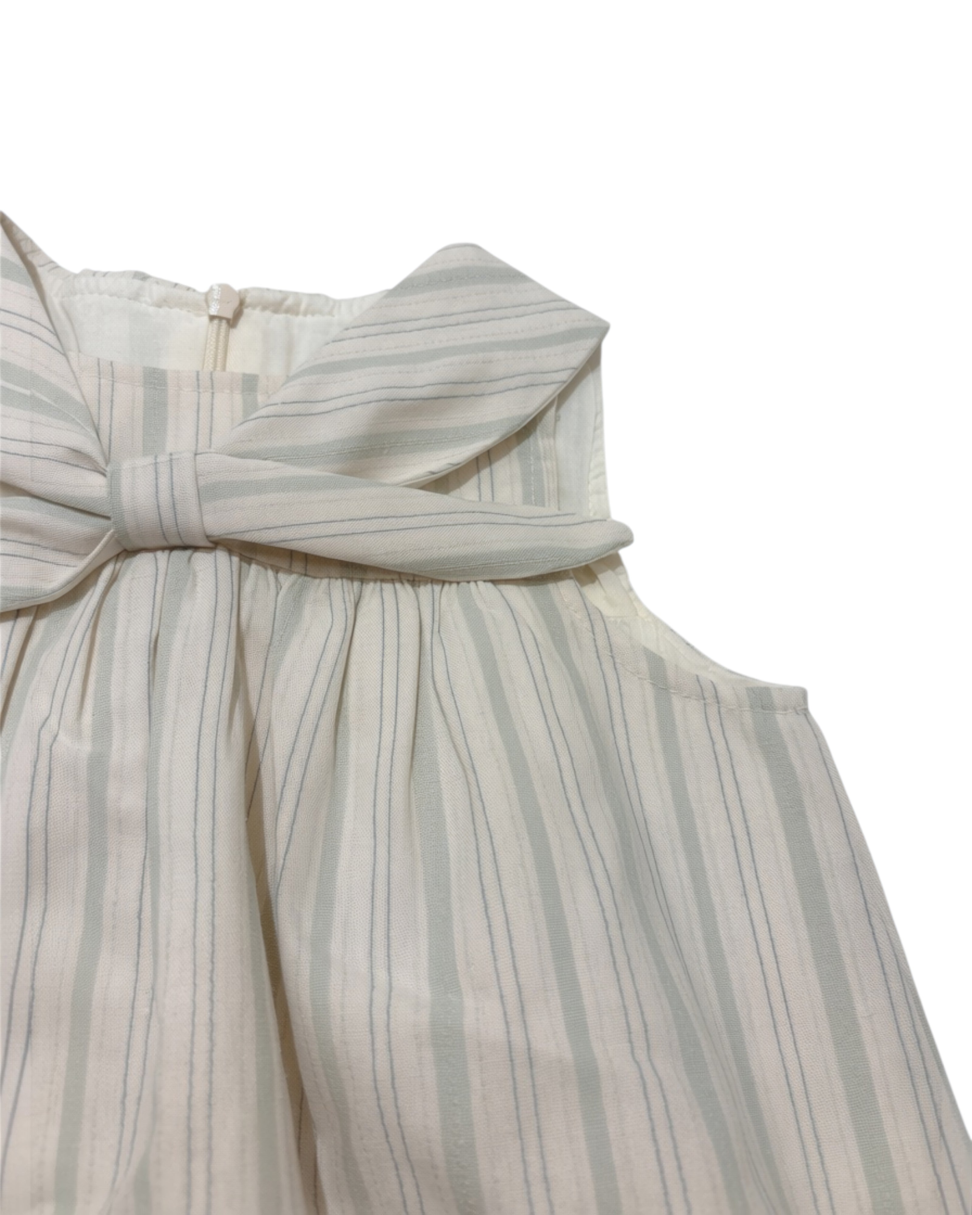 ROSETTE Marina Bow Dress – Yacht Stripe - Sea Mist