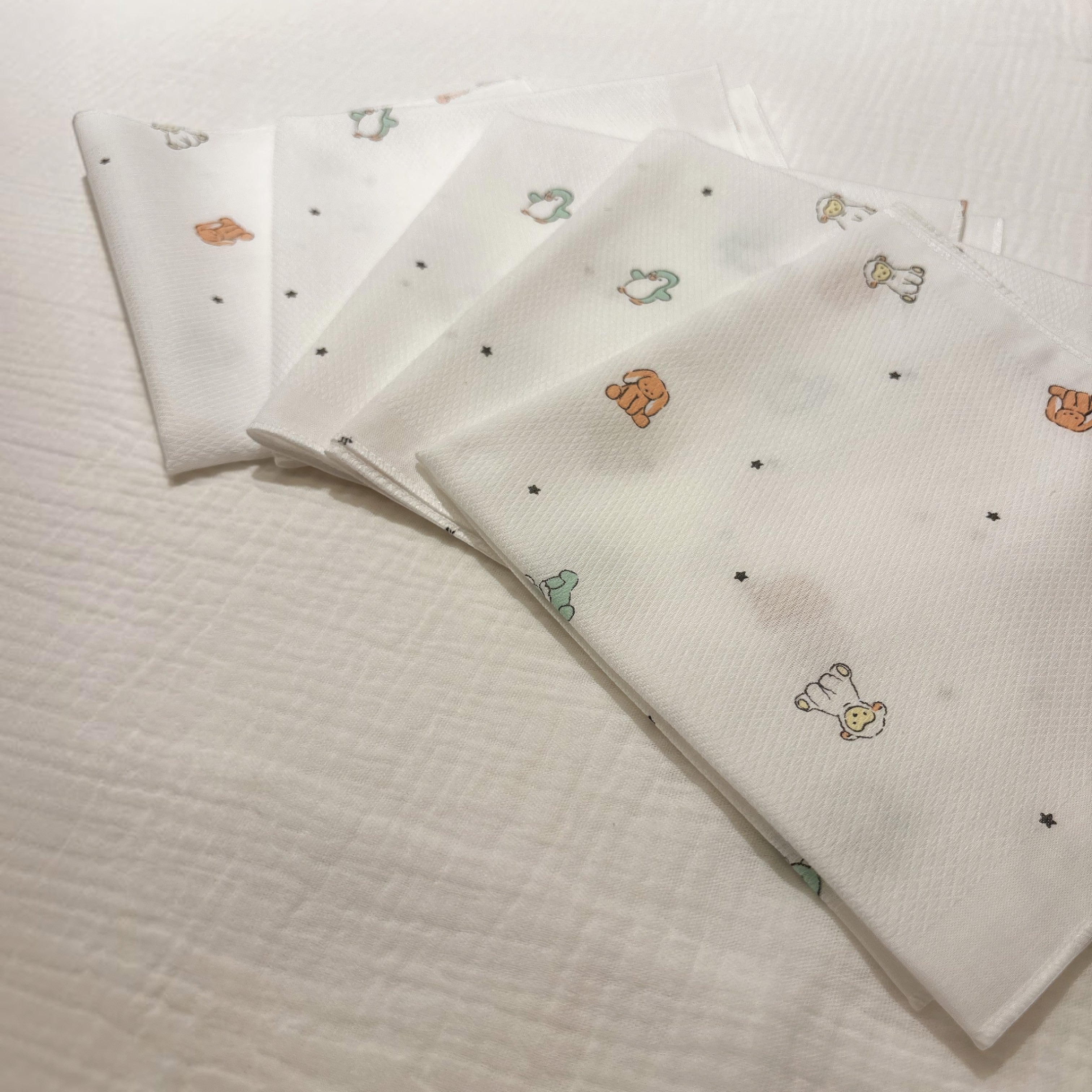 Printed Cotton Gauze Handkerchief Set — 5pcs