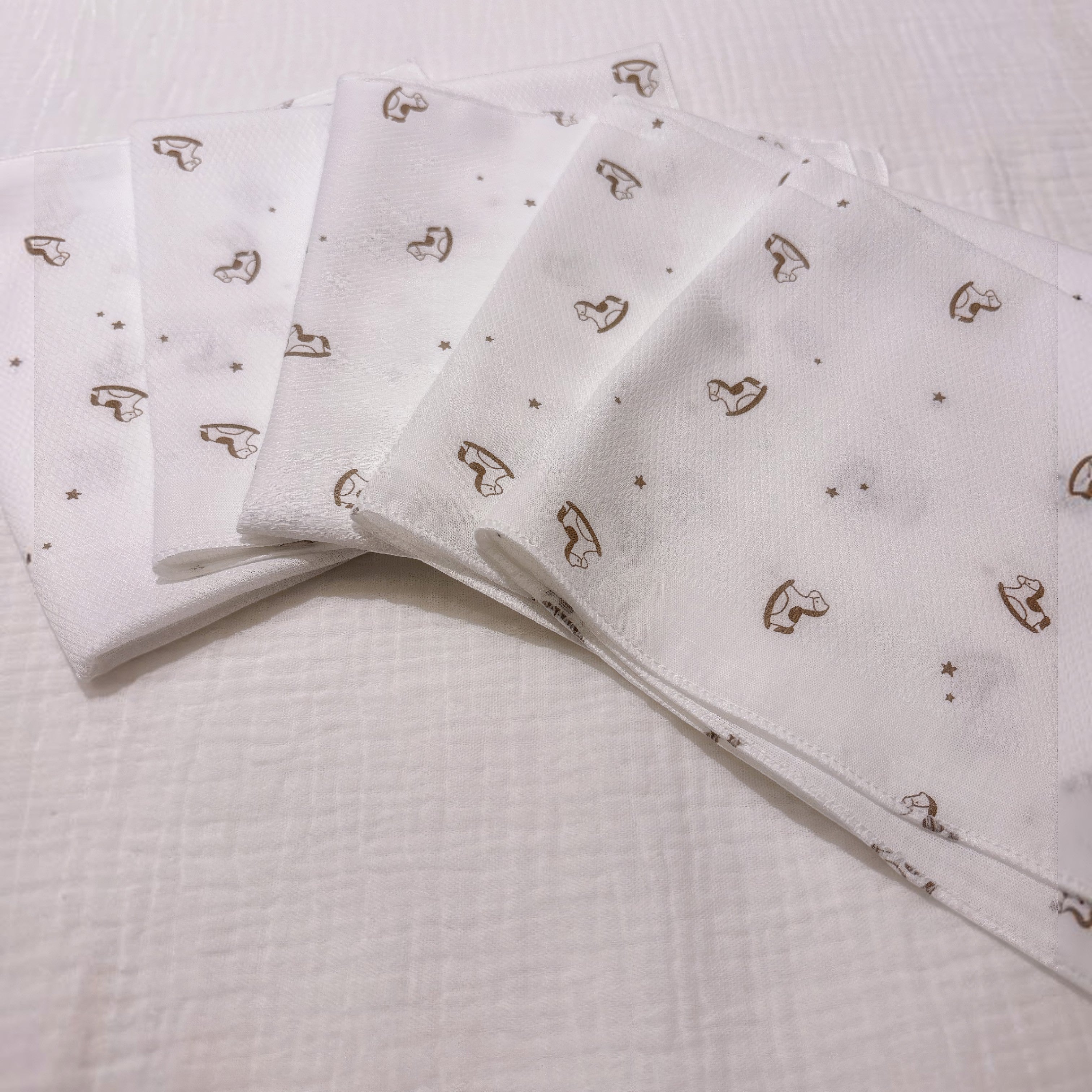 Printed Cotton Gauze Handkerchief Set — 5pcs