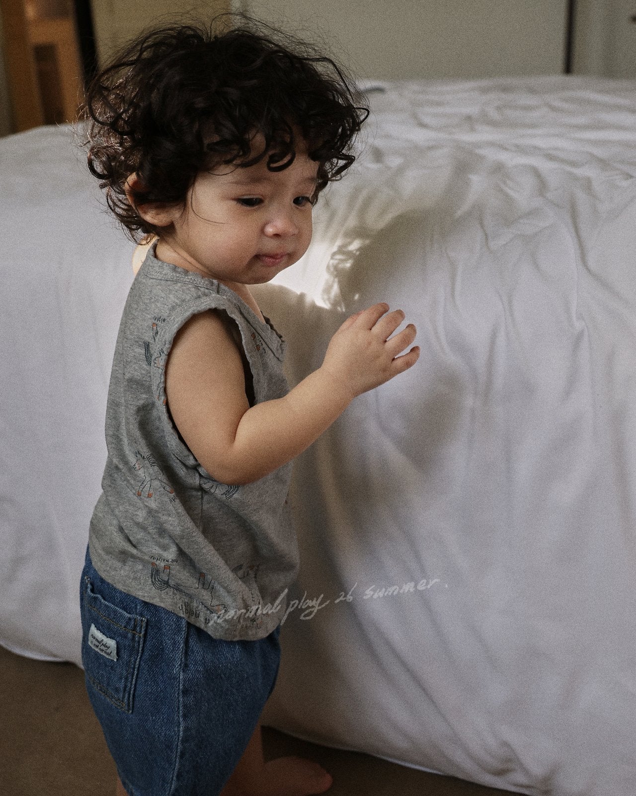 NORMALPLAY Pony Print Sleeveless Tee - Melange Grey