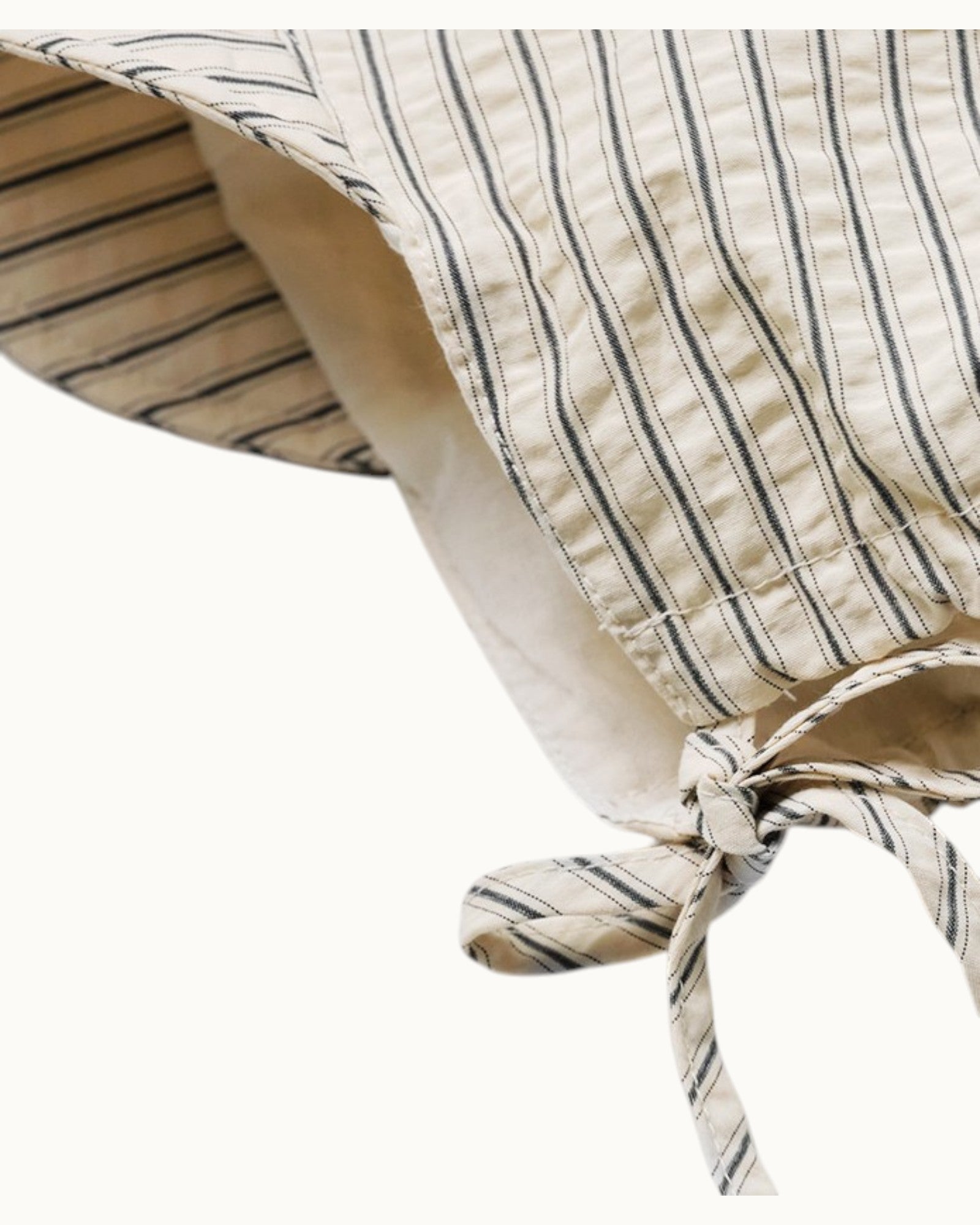 Mini Iber Stripe Bonnet – Cream, detail view