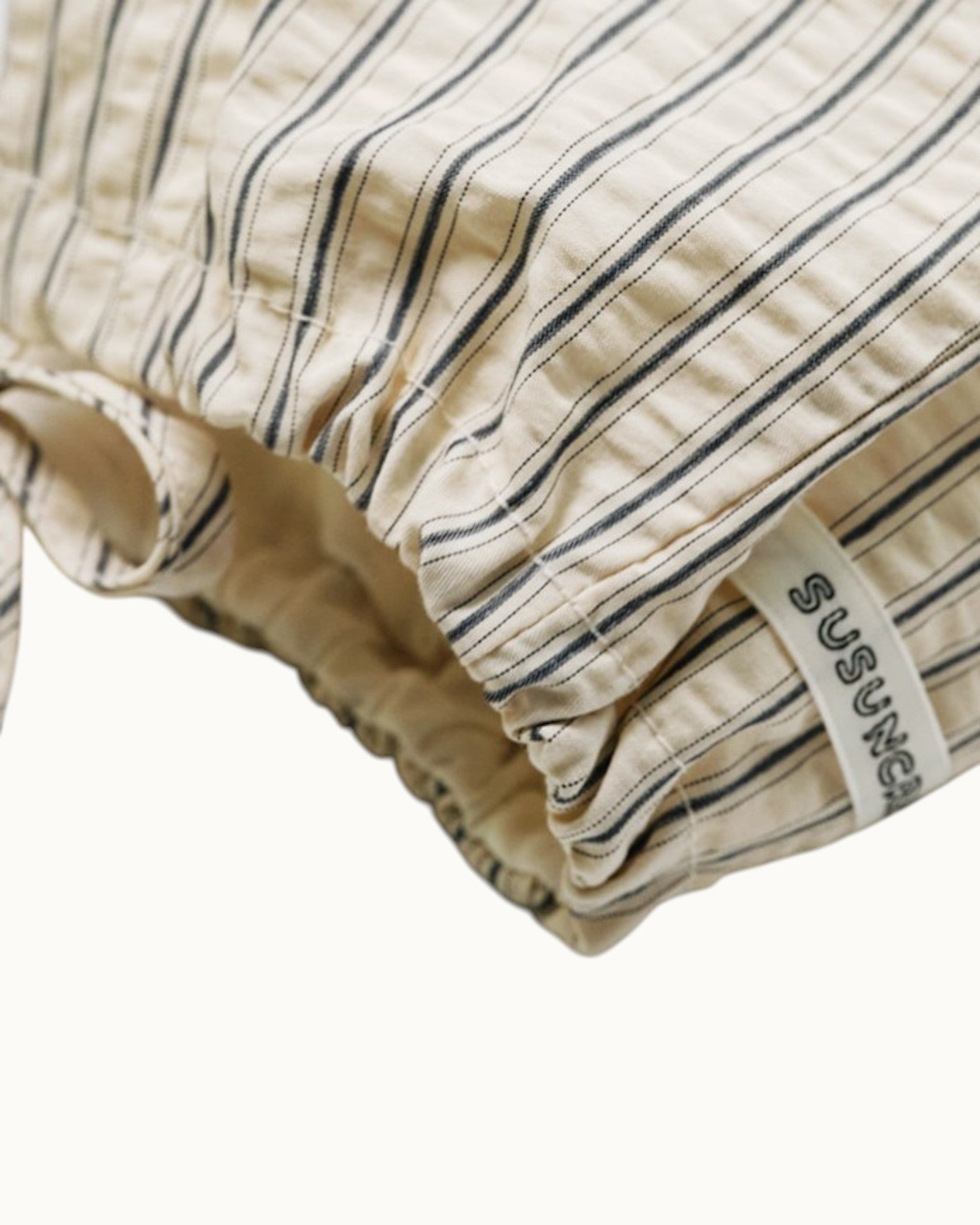 Mini Iber Stripe Bonnet – Cream, label detail