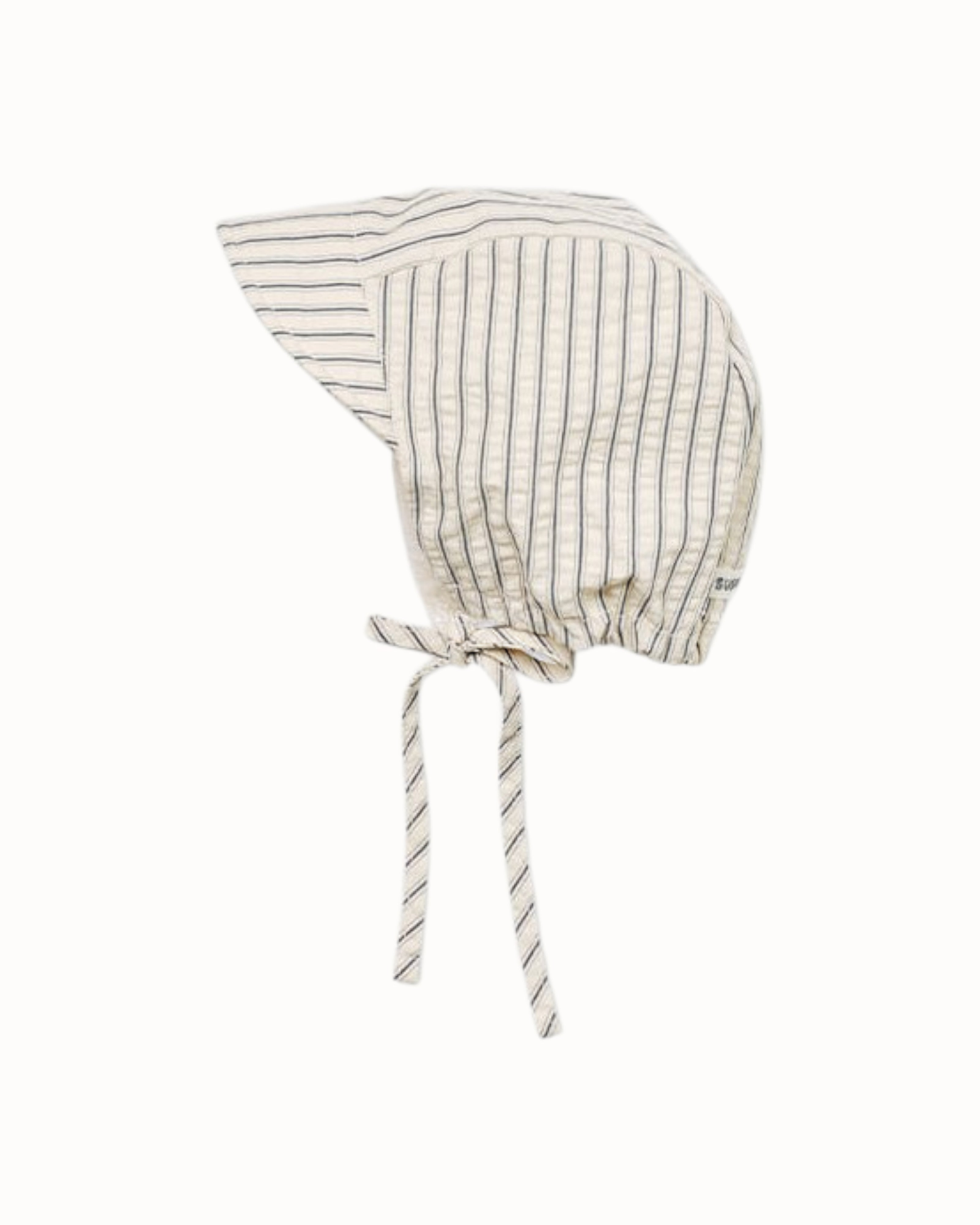 Mini Iber Stripe Bonnet – Cream, front view