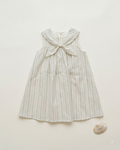 ROSETTE Marina Bow Dress – Yacht Stripe - Sea Mist
