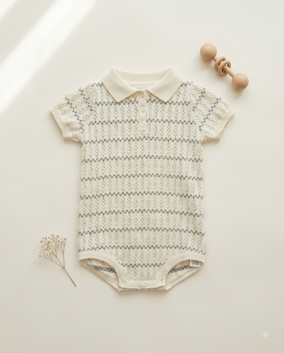 SUSU&CRA MINI Bonville Knit Romper – Cream