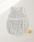 SUSU&CRA Mini Basle Striped Knit Romper – Emerald Green