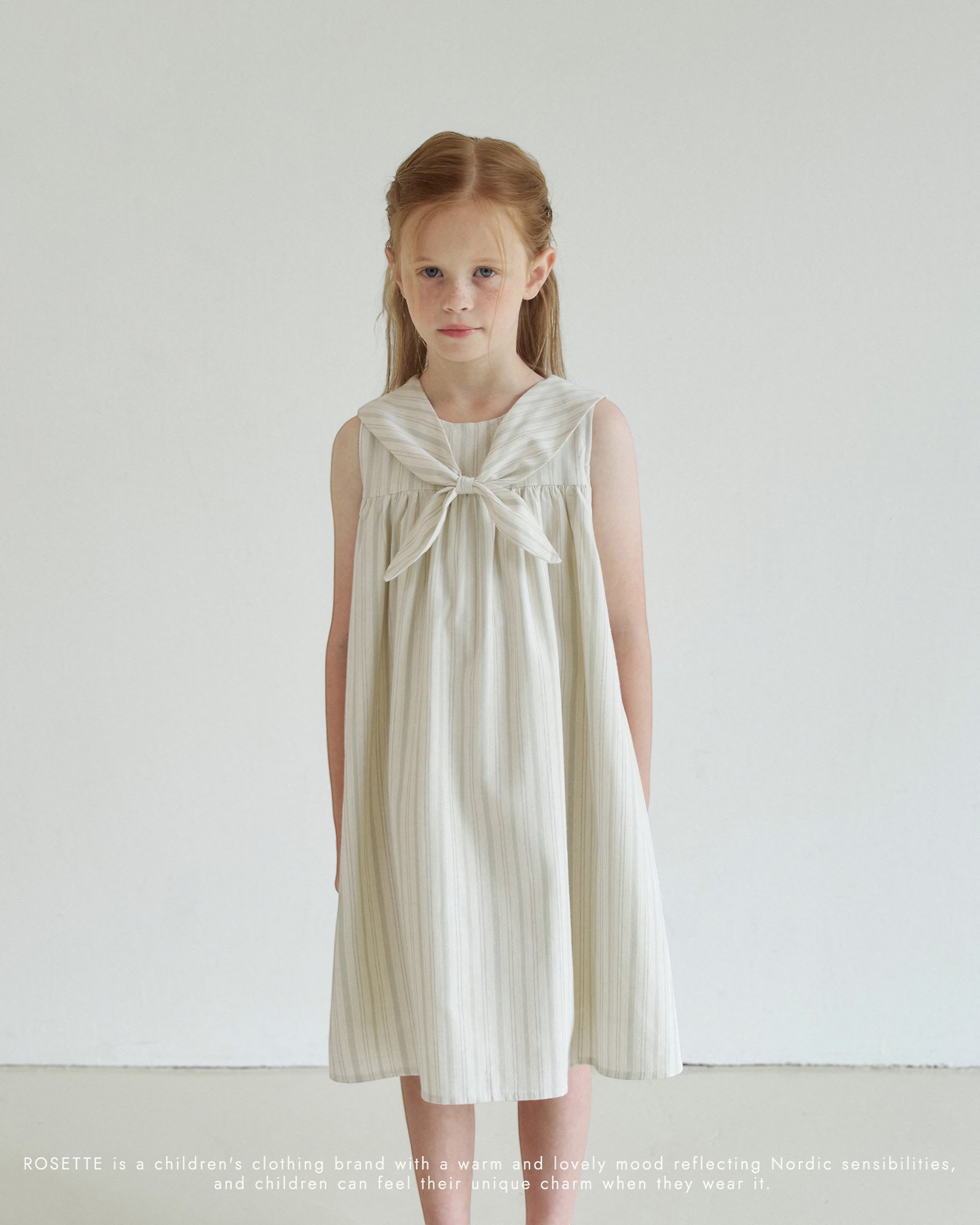 ROSETTE Marina Bow Dress – Yacht Stripe - Sea Mist