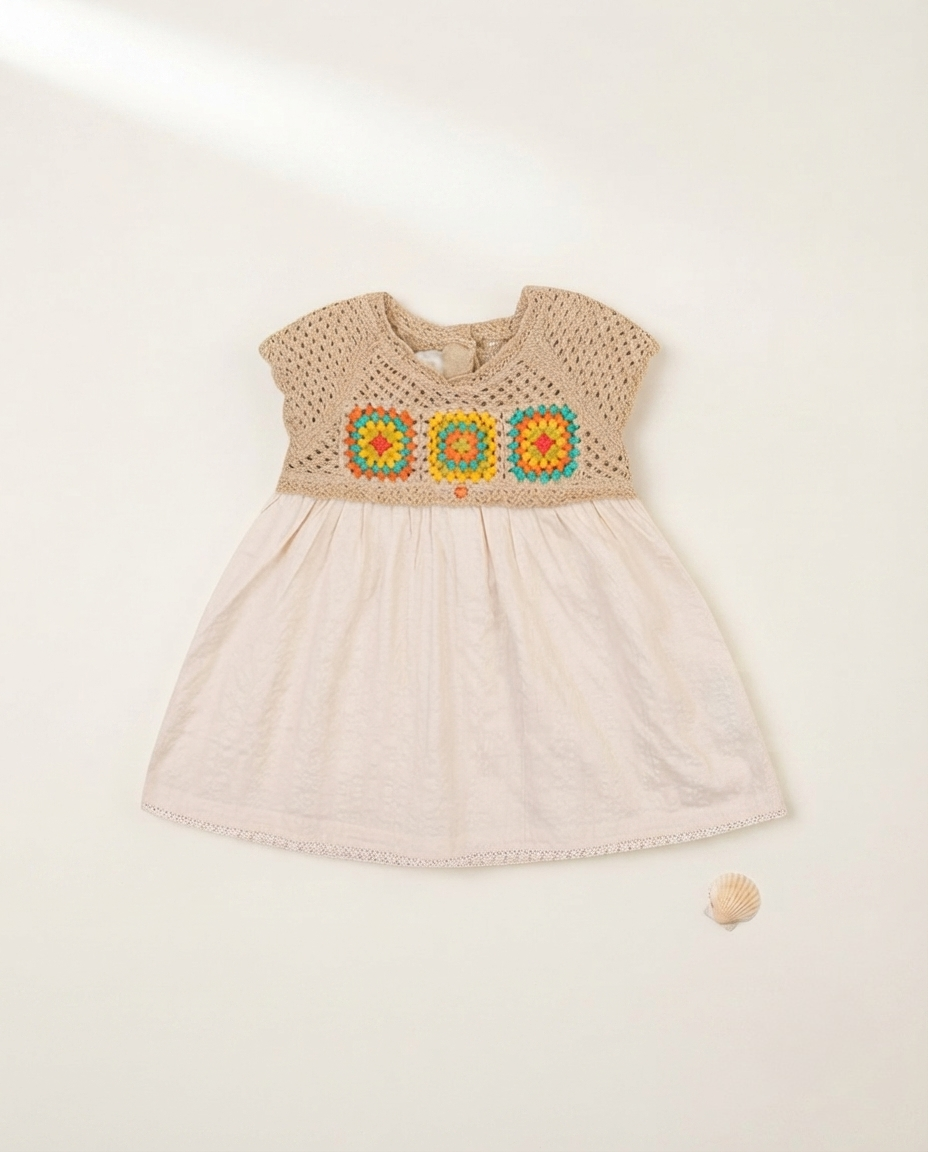 ETTOI Sadi Crochet Dress with Bloomers – Beige