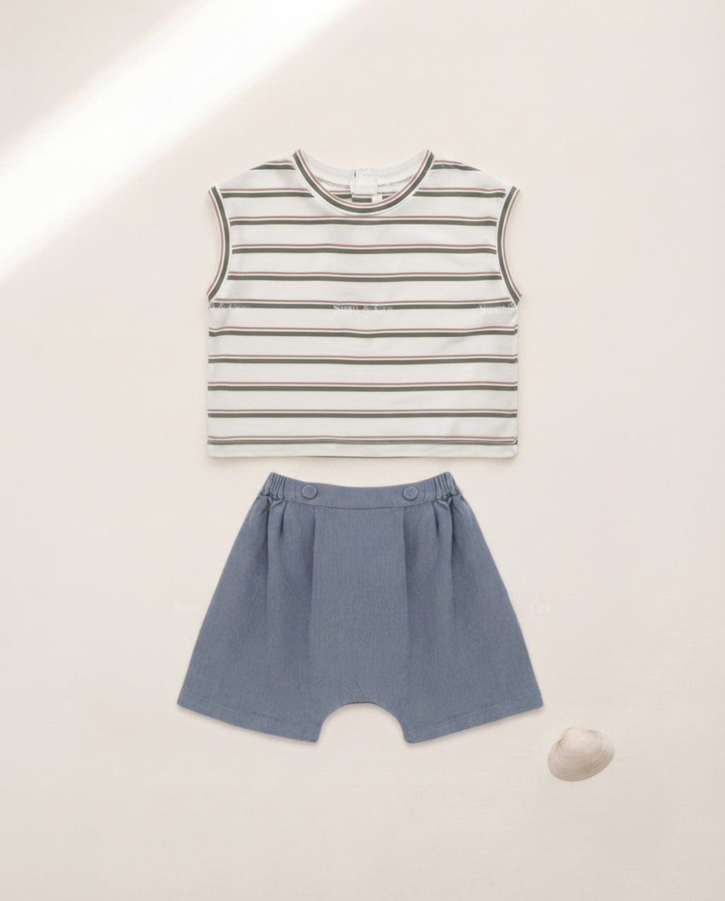 SUSU&CRA Mini Hairo Striped Sleeveless T-Shirt – Green