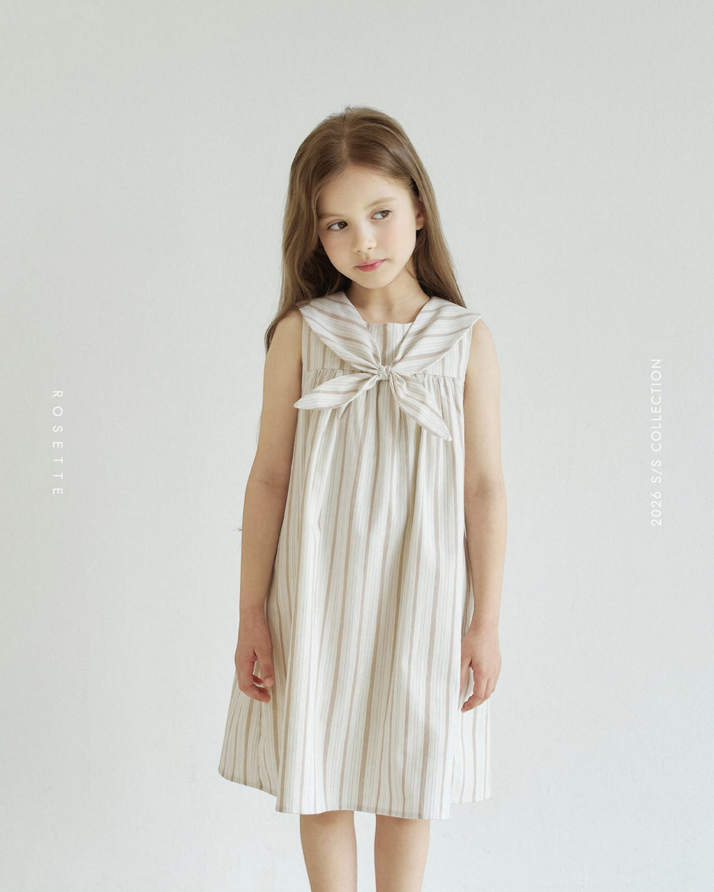 ROSETTE Marina Bow Dress – Yacht Stripe - Yacht Sand