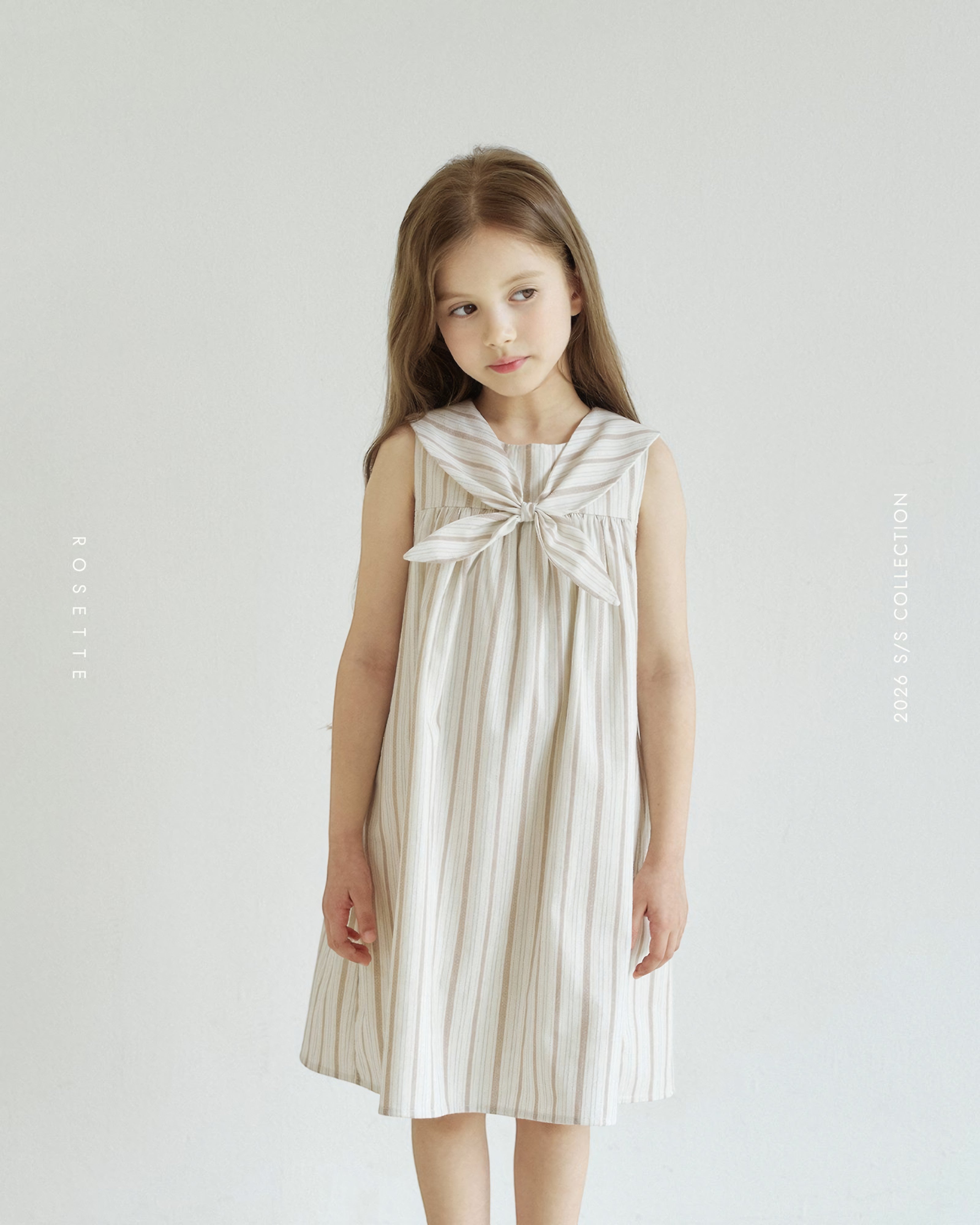 ROSETTE Marina Bow Dress – Yacht Stripe - Yacht Sand