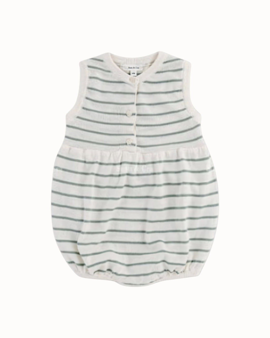 SUSU&CRA Mini Basle Striped Knit Romper – Emerald Green