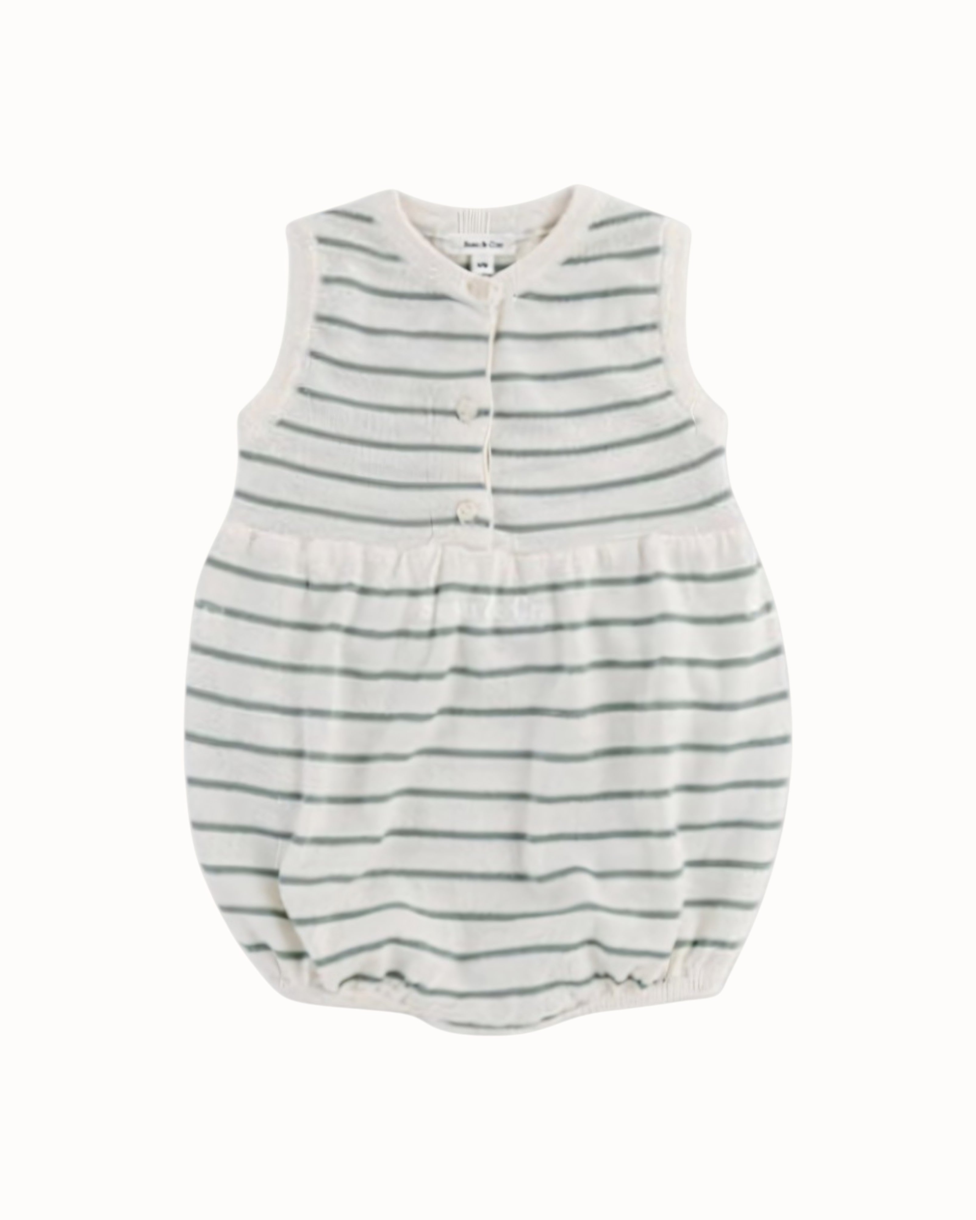 SUSU&CRA Mini Basle Striped Knit Romper – Emerald Green