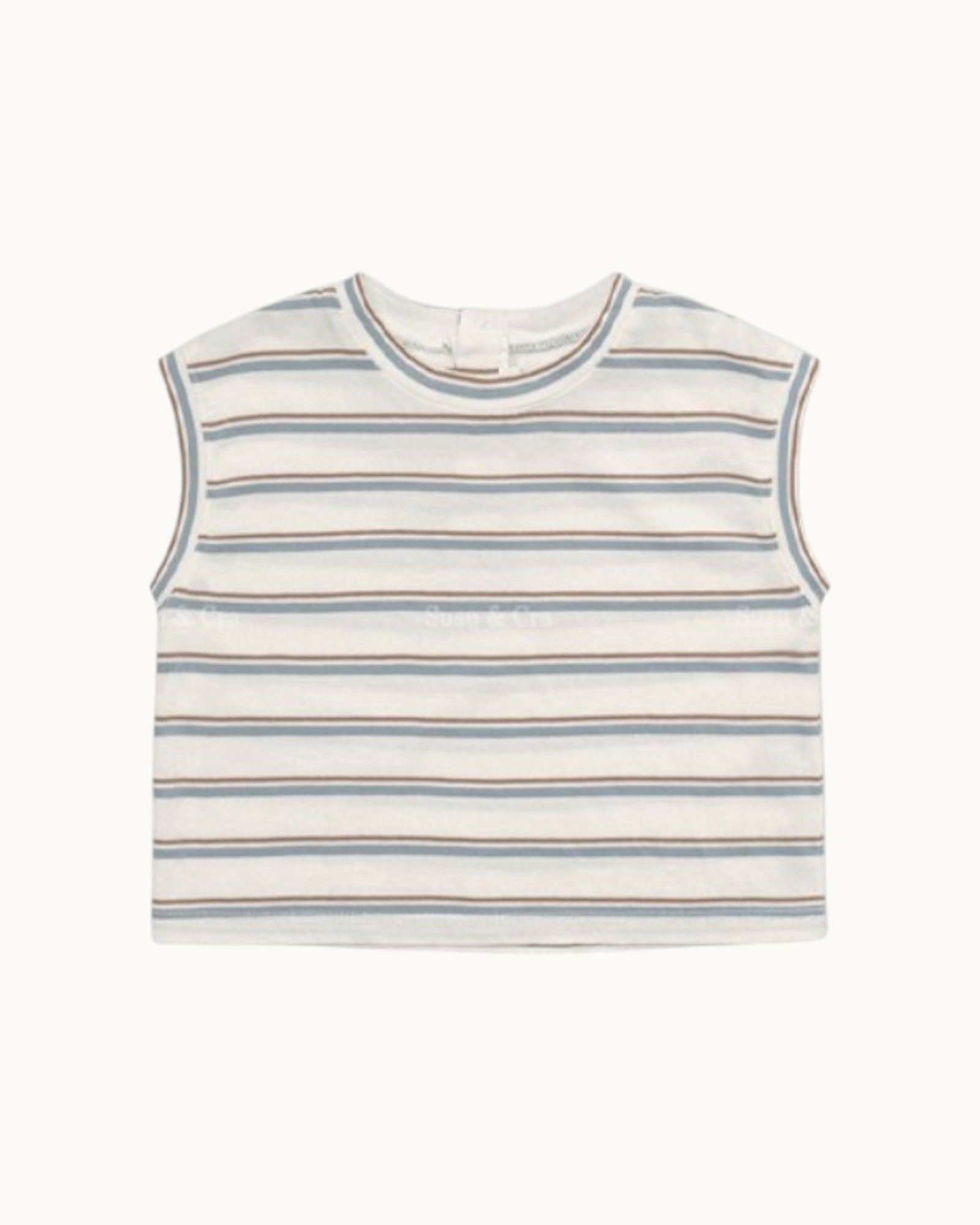 SUSU&CRA Mini Hairo Striped Sleeveless T-Shirt – Blue